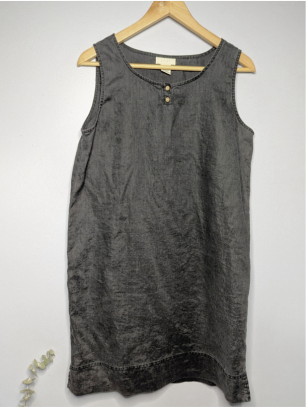 J. Jill Black 100% Linen Sleeveless Shift Dress Size M Minimalist Boho